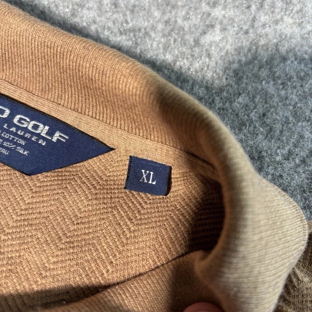 Polo Golf Polo Ralph Lauren Shirt Mens Xl Brown Cashmere Silk Long Sleeve Button